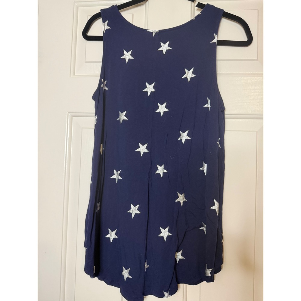 Old Navy Womens Navy Blue Silver Metallic Star Print Sleeveless Tank Top